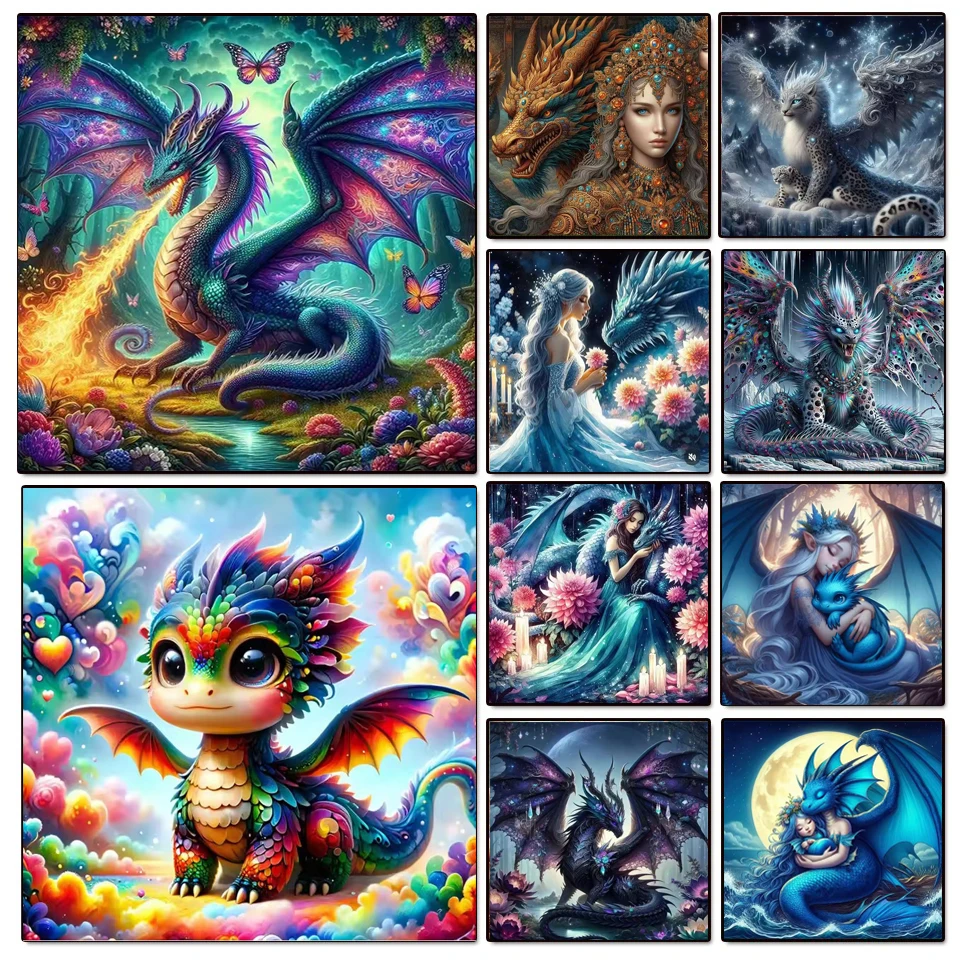 Žiara roztomilá malá farba Dragon Diamond Painting Obrázok kamienky výšivky mozaiky krížový steh karikatúra zvierat 5d
