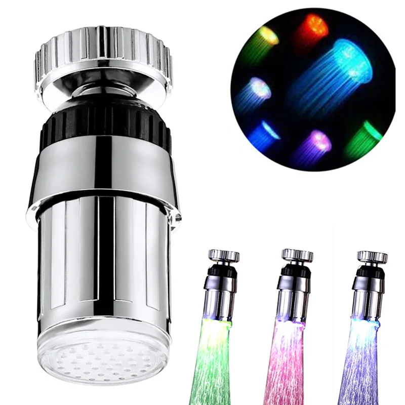 Žiariaca tryska sprchová hlava voda Tap filter farebne mení LED LED ľahká voda Kohútne vodný prúd kohútik faucet pre kúpeľňovú kuchyňu
