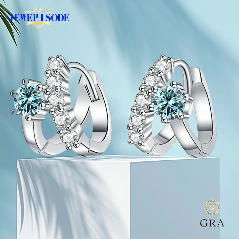 Žid 100% skutočná D farba 0,3ct 4 mm Moissanit Hoop náušnice pre ženy S925 Sterling Silver Pasted 18k White Gold Diamond náušnice