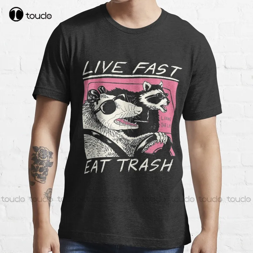 Žite rýchlo! Jedzte odpadky! Raccoon Opossum Trash Live Fast Live Rýchle jesť odpadky vtipné vačice tričko pánske košele s krátkym rukávom XS-5XL