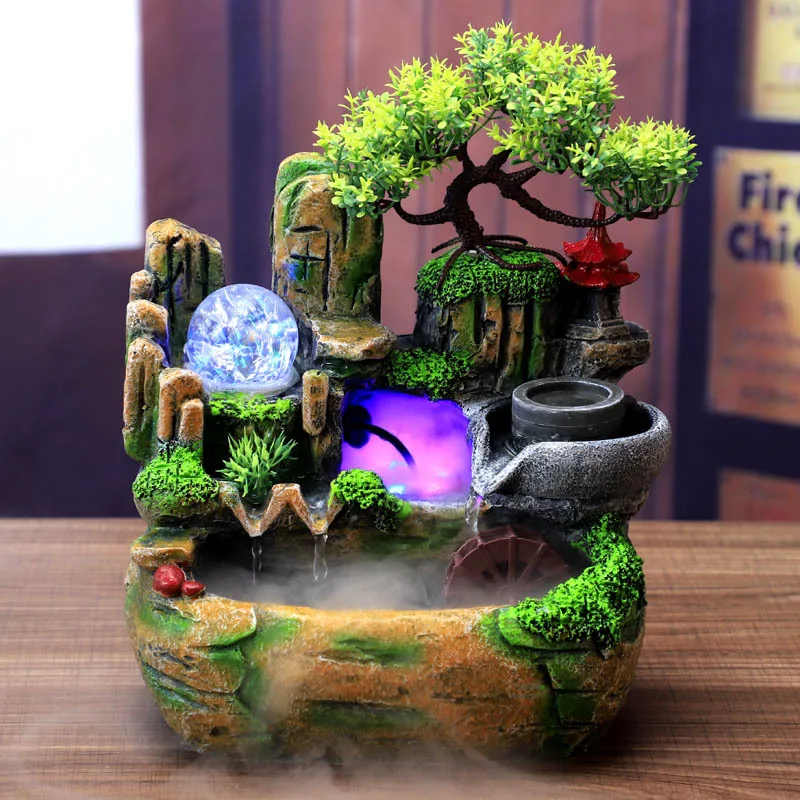 Živicia rockery tečúca vodná fontána Lucky Feng Shui kolesá kancelária Organizátory Desktop Domov Ozdoby Domáce ozdoby Obývacia izba