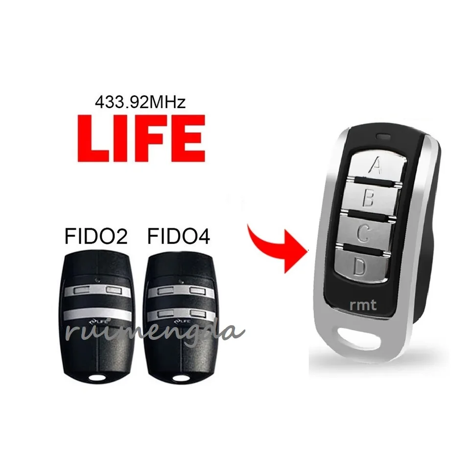 Život Fido 2 diaľkové ovládanie Life Fido2 Fido4 Garážové dvere otvárač diaľkového ovládania 433.92MHz Rolling Code 4 Tlačidlá Tlačidlá