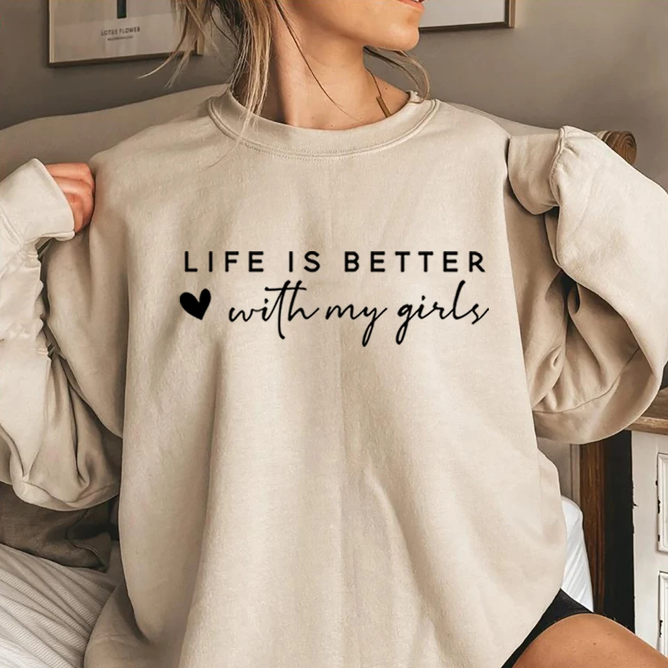 Život je lepší s mojimi dievčatami mikina dievčatka mama mama život mikina mama éra jumper matka dievčat posádka mikiny darček