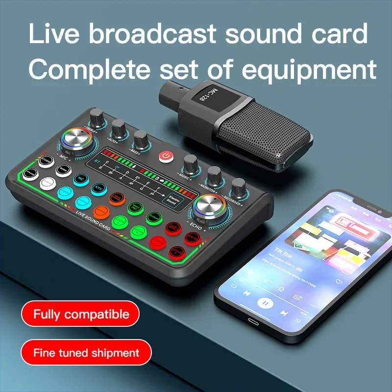 Živá zvuková karta mixéra podcastu zvukovú zvukovú zvukovú dosku pre počítač počítač DJ-Music Studio Mixer