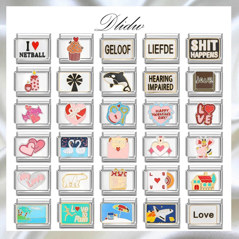 Žralok Heart Beach Love Letter Square Fit Talianske kúzlo Links