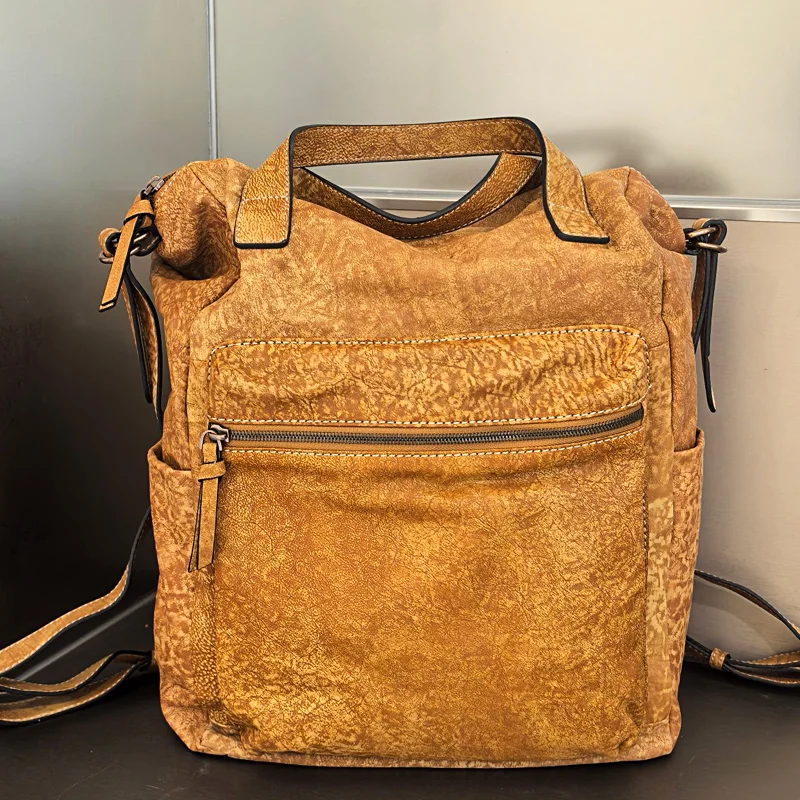 ретро сумка мужская на застёжке Soft Loather Batoh Lightweight High-end Designer Men's Bag Bag