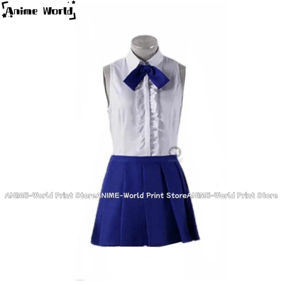 《Vlastná veľkosť》 Cosplay kostýmy Erza Scarlet Biele košeľa a modrá sukňa Cosplay Set Clothing for Women Halloween Party Dress