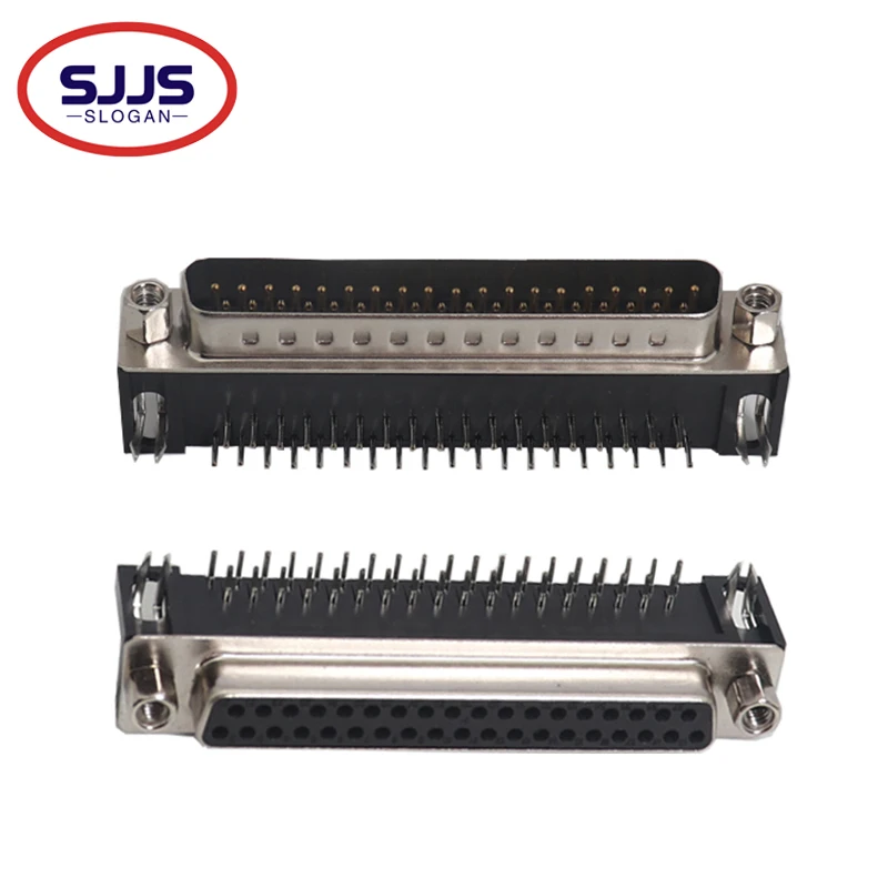 【5-1pcs】 D-Sub 37 PIN Mužský ženský konektor DB37 PCB s nastavovacou skrutkou pravý uhol 2 ROWS Plug Socket Adaptér prevodník 37p