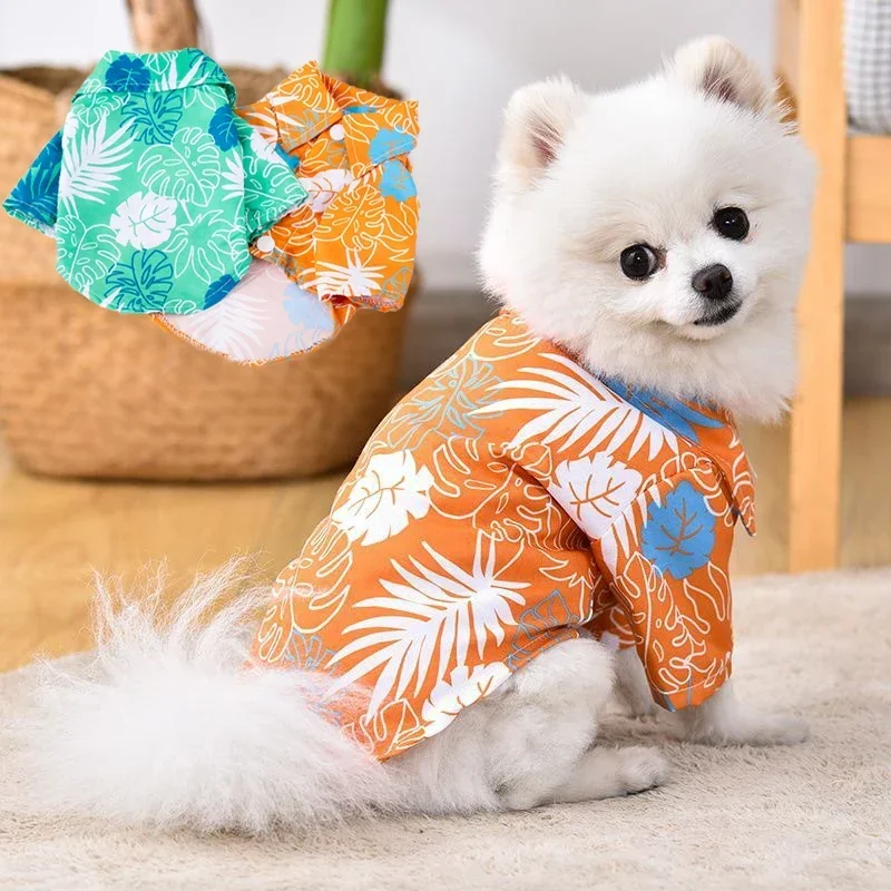 강아지옷 Pes s košeľami Pespy Priedušný kokosový strom otcovina tričko mačka vesta Chihuahua Yorkie havajské pólové tričká Pet letné oblečenie