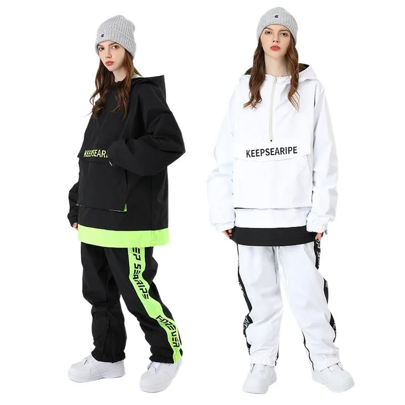 스키복 Pánske a dámske nadrozmerné lyžiarske oblečenie, zimné snowboardové opotrebenie, vonkajšie vodotesné s dresom, lyžiarska bunda a nohavice